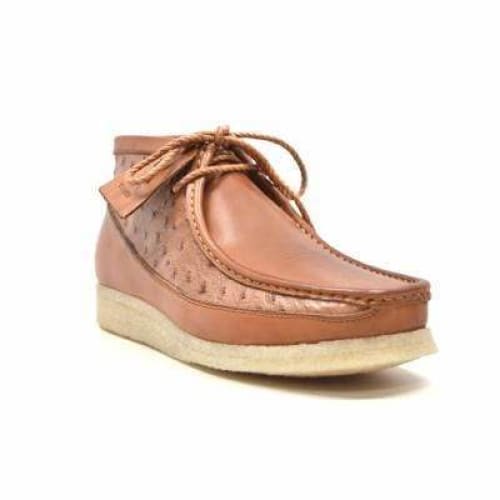 BritiSh Walkers Walker 100 – Cognac Ostrich Leather Men’s Chukka Boot | Exotic Craft With Heritage Prestige Style Shoes by British Walkers – Don't Panic Shoes