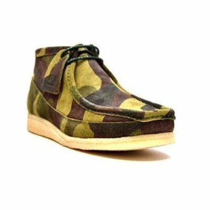 BritiSh Walkers Walker 100 – Green Camo Leather & Suede Men’s Chukka Boot | Urban Combat - Inspired Craft With British Luxe Precision Shoes by British Walkers – Don't Panic Shoes