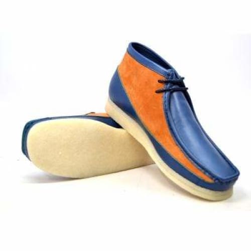 BritiSh Walkers Walker 100 – Navy & Orange Leather Men’s Chukka Boot | Bold Two - Tone Craft With Striking British Style Shoes by British Walkers – Don't Panic Shoes