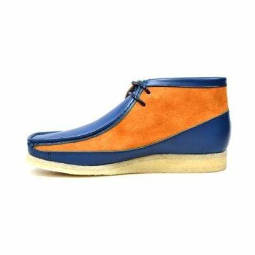 BritiSh Walkers Walker 100 – Navy & Orange Leather Men’s Chukka Boot | Bold Two - Tone Craft With Striking British Style Shoes by British Walkers – Don't Panic Shoes