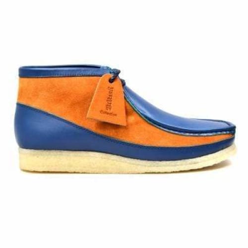 BritiSh Walkers Walker 100 – Navy & Orange Leather Men’s Chukka Boot | Bold Two - Tone Craft With Striking British Style Shoes by British Walkers – Don't Panic Shoes