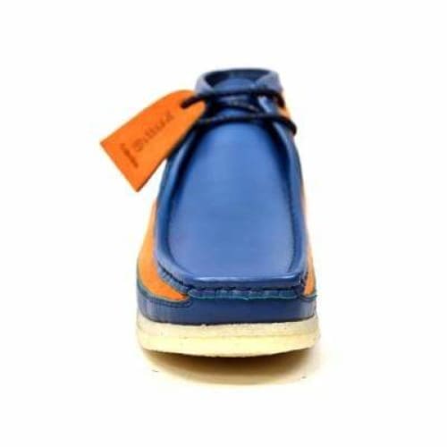 BritiSh Walkers Walker 100 – Navy & Orange Leather Men’s Chukka Boot | Bold Two - Tone Craft With Striking British Style Shoes by British Walkers – Don't Panic Shoes