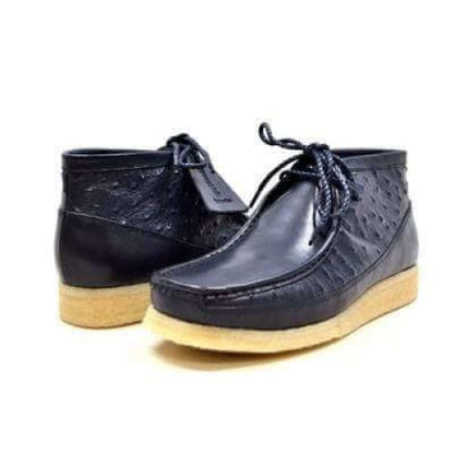 BritiSh Walkers Walker 100 – Navy Ostrich Leather Men’s Chukka Boot | Exotic Premium Craft With Modern Refined Style Shoes by British Walkers – Don't Panic Shoes