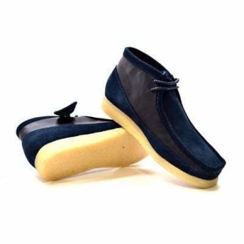 BritiSh Walkers Walker 100 – Navy Suede & Leather Men’s Chukka Boot | Modern Mixed - Material Craft With Classic British Cool Shoes by British Walkers – Don't Panic Shoes