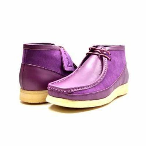 BritiSh Walkers Walker 100 – Purple Leather & Suede Men’s Chukka Boot | Regal Two - Texture Craft With Modern British Style Shoes by British Walkers – Don't Panic Shoes