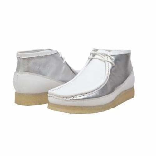 British Walkers Walker 100 Wallabee Boots Men's White and Silver Leather