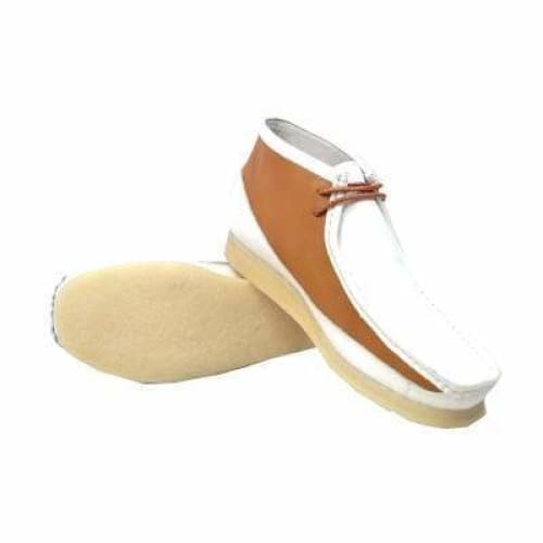 BritiSh Walkers Walker 100 – White & Tan Leather Men’s Chukka Boot | Classic Two - Tone Craft With Modern Sophisticated Style Shoes by British Walkers – Don't Panic Shoes
