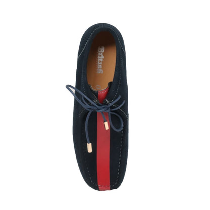 BritiSh Walkers Walker Stripe Men’s Navy Blue & Red Striped Suede Limited Edition Chukka Boots – Handcrafted Heritage Statement With Racing - Inspired Detailing Shoes by British Walkers – Don't Panic Shoes