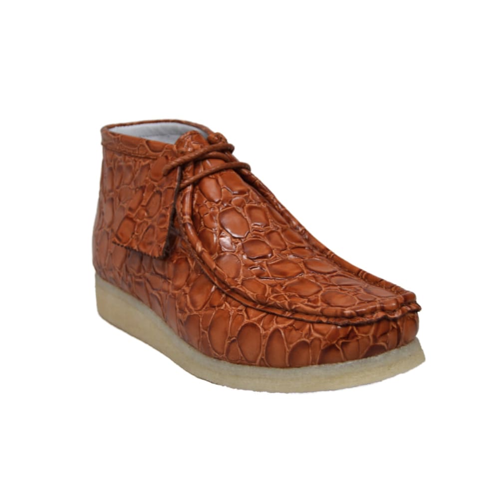 British Walkers Wallabee Boots Men’s Tan Crocodile Leather