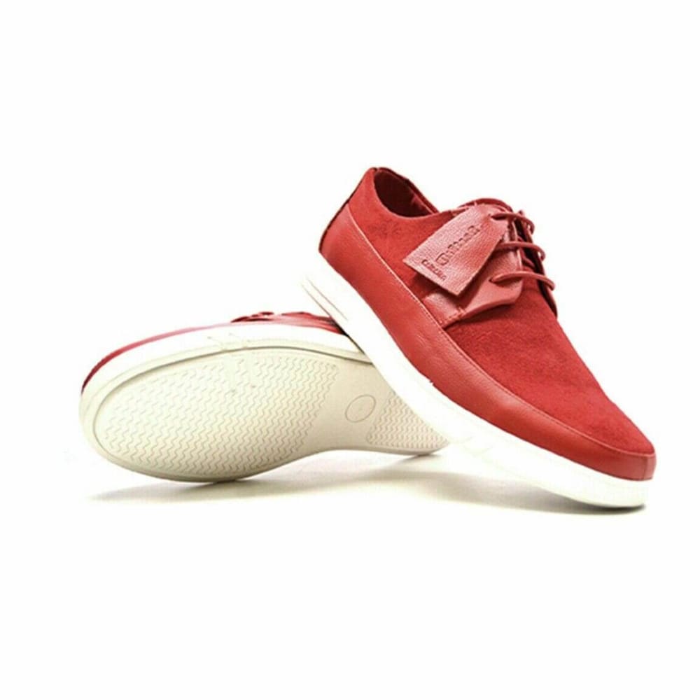 British Walkers Westminster Bally Style Men's Red Leather And Suede Low Top Sneakers Shoes by British Walkers – Don't Panic Shoes