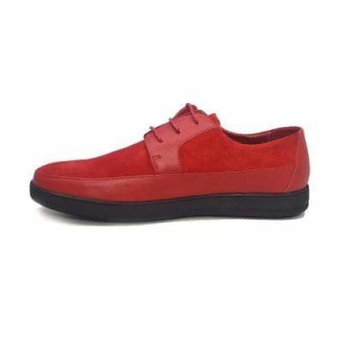 British Walkers Westminster Bally Style Men's Red Leather And Suede Low Top Sneakers Shoes by British Walkers – Don't Panic Shoes