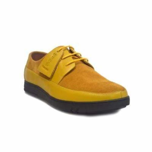 British Walkers Westminster Bally Style Men's Yellow Leather And Suede Low Top Sneakers Shoes by British Walkers – Don't Panic Shoes