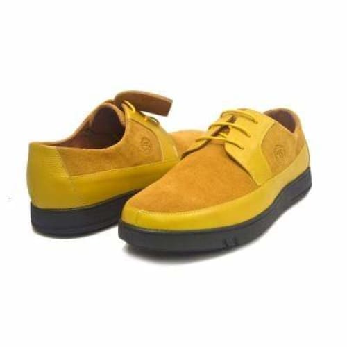 British Walkers Westminster Bally Style Men's Yellow Leather And Suede Low Top Sneakers Shoes by British Walkers – Don't Panic Shoes