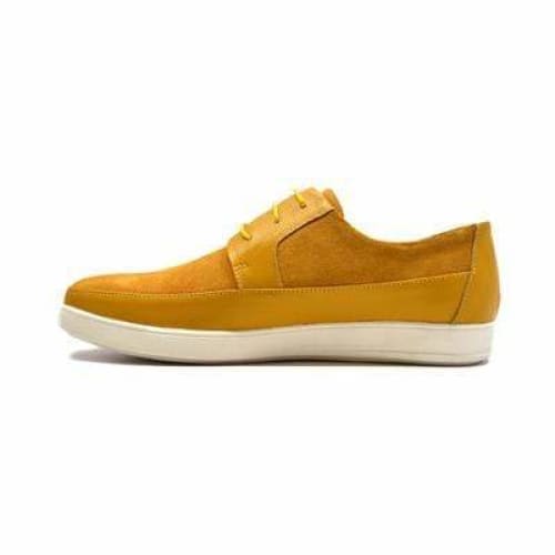 British Walkers Westminster Bally Style Men's Yellow Leather And Suede Low Top Sneakers Shoes by British Walkers – Don't Panic Shoes