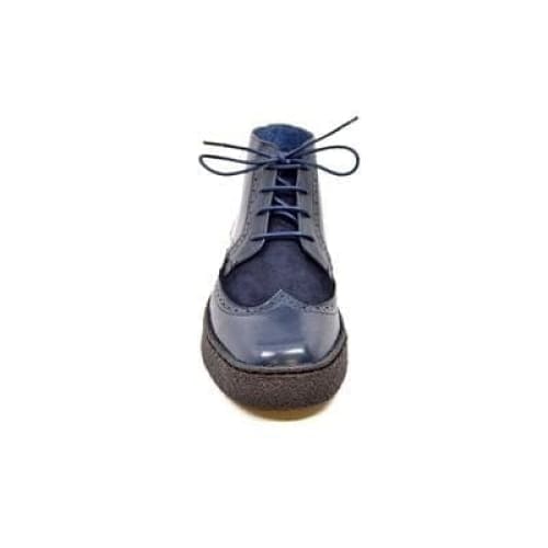 British Walkers Wingtip Limited Edition Men's Navy Blue Leather And Suede High Tops Shoes by British Walkers – Don't Panic Shoes