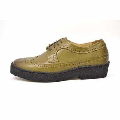 British Walkers Wingtip Low Cut Men's Olive Green Leather Oxfords Shoes by British Walkers – Don't Panic Shoes