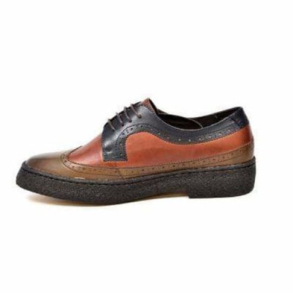 British Walkers Wingtip Men's 3 Tone Brown Rust And Navy Leather Oxfords Shoes by British Walkers – Don't Panic Shoes