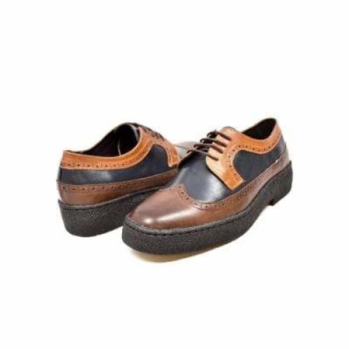 British Walkers Wingtip Men's 3 Tone Navy, Brown And Tan Leather Oxfords Shoes by British Walkers – Don't Panic Shoes