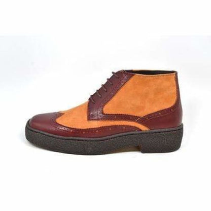 British Walkers Wingtip Men's Two Tone Burgundy And Rust Leather Shoes by British Walkers – Don't Panic Shoes