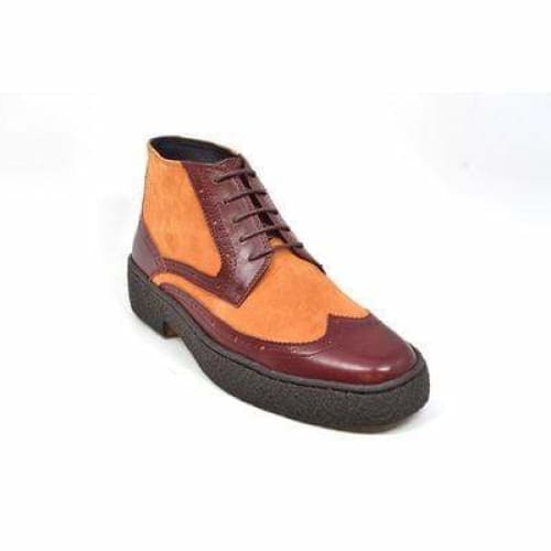 British Walkers Wingtip Men's Two Tone Burgundy And Rust Leather Shoes by British Walkers – Don't Panic Shoes