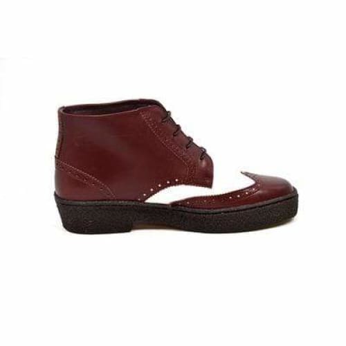 British Walkers Wingtip Two Tone Burgundy and White Leather