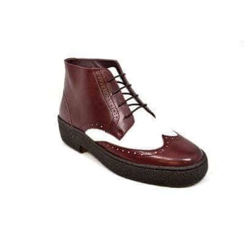 British Walkers Wingtip Two Tone Burgundy and White Leather
