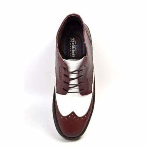 British Walkers Wingtip Two Tone Burgundy And White Leather