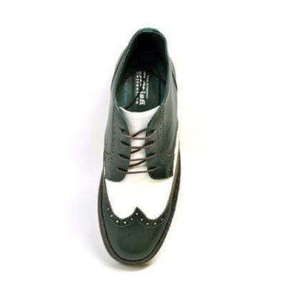 British Walkers Wingtip Two Tone Men's Green And White Leather Shoes by British Walkers – Don't Panic Shoes