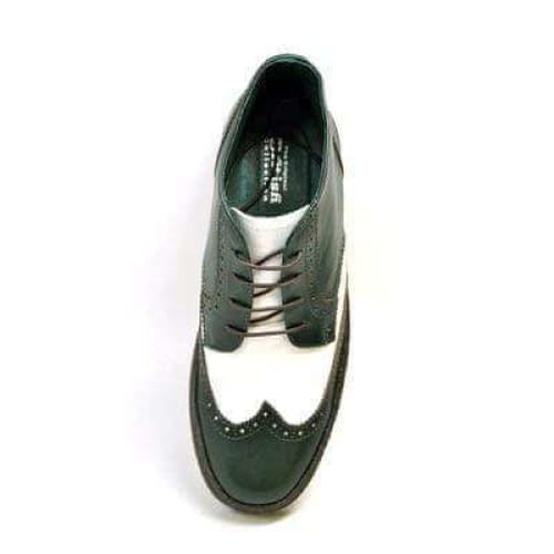 British Walkers Wingtip Two Tone Men's Green And White Leather Shoes by British Walkers – Don't Panic Shoes