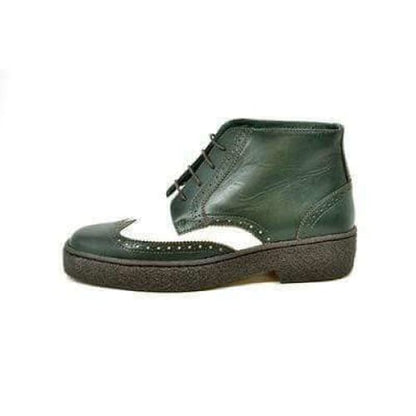 British Walkers Wingtip Two Tone Men's Green And White Leather Shoes by British Walkers – Don't Panic Shoes