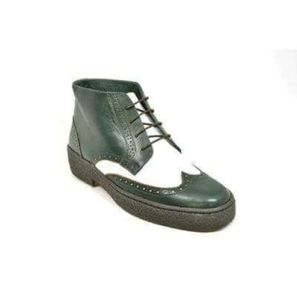 British Walkers Wingtip Two Tone Men's Green And White Leather Shoes by British Walkers – Don't Panic Shoes