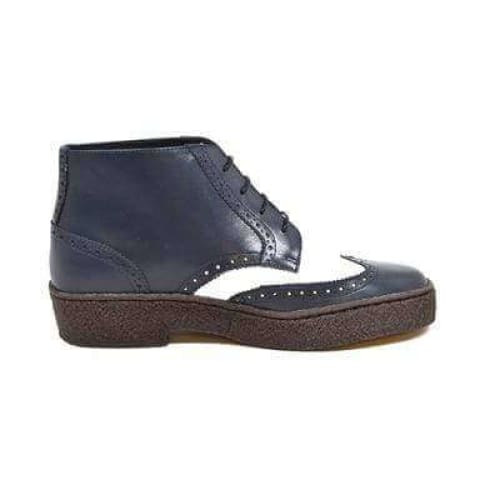 British Walkers Wingtip Two Tone Men's Navy And White Leather Shoes by British Walkers – Don't Panic Shoes
