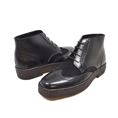 British Walkers Wingtips Limited Edition Men's Black Leather And Suede Chukka Boots Shoes by British Walkers – Don't Panic Shoes