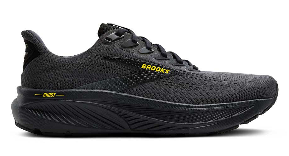 BrookS Ghost 17 Running Shoe Performance Road Trainer Men’s Ebony Black Yellow 1104421d059 Footwear by Brooks – Don't Panic Shoes