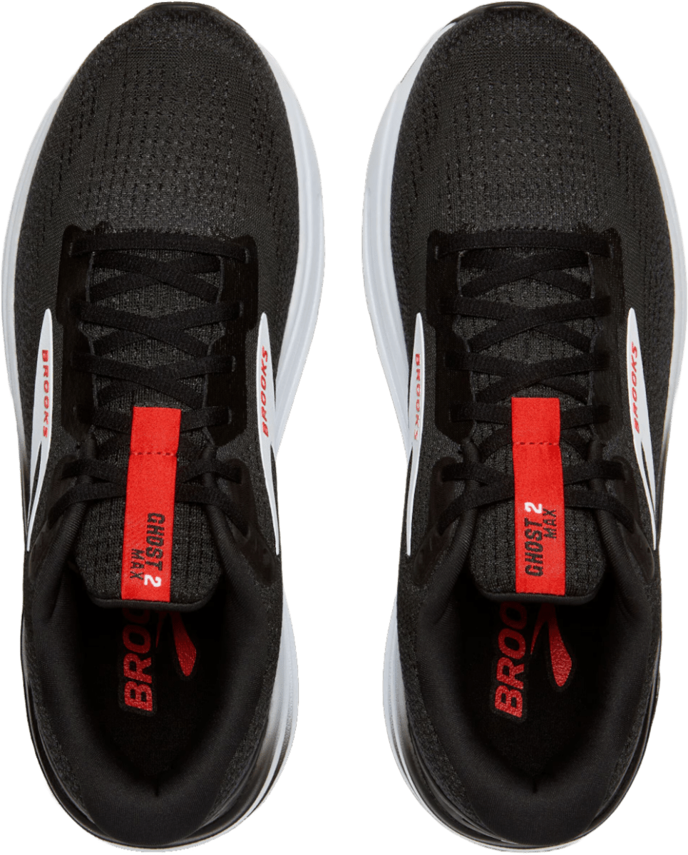 Brooks Ghost Max 2 Men's Performance Running Shoes Black White Fiery Red 1104311d027 Footwear by Brooks – Don't Panic Shoes