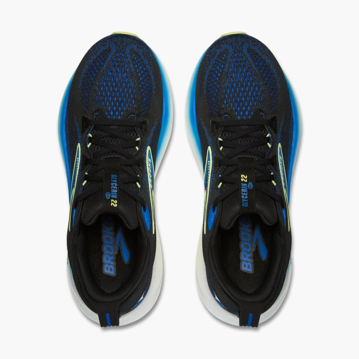 BrookS Glycerin 22 Men’s Running Shoe Neutral Cushioning Black Cobalt Neo Yellow 1104451d002 Footwear by Brooks – Don't Panic Shoes