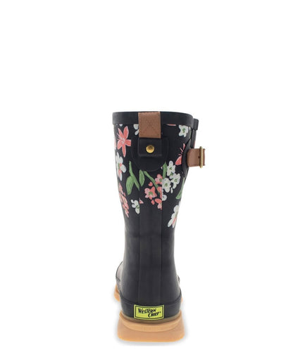 BruShed Petals Mid Rain Boot Women’s Black Pink Rubber Rain Boots by Western Chief Women's – Don't Panic Shoes