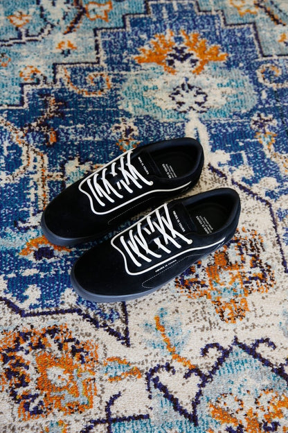 Bryan Herman Code V2 Black Pinstripe Footwear by Hours Is Yours – Don't Panic Shoes