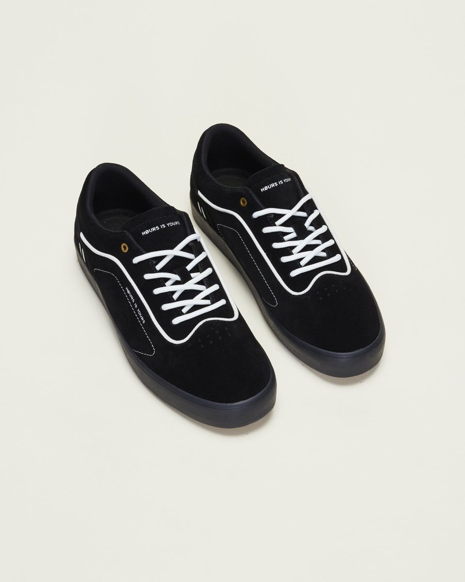 Bryan Herman Code V2 Black Pinstripe Footwear by Hours Is Yours – Don't Panic Shoes