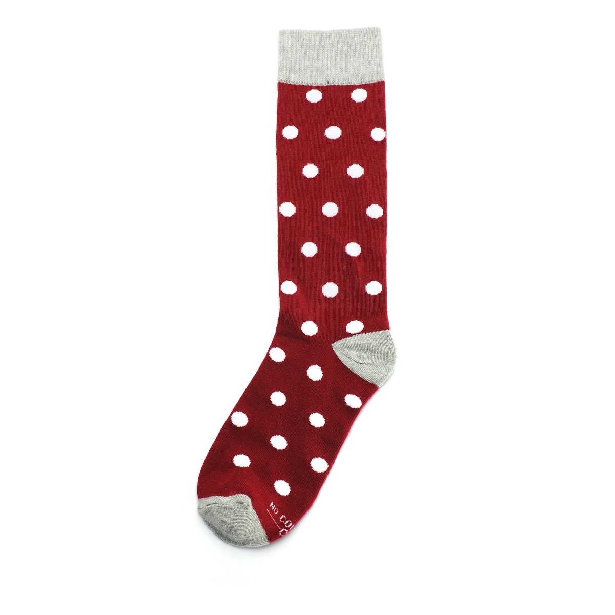 Burgundy White Polka Dot Socks Classic Fun Business Casual Crew Length Hosiery Everyday Wear Socks by No Cold Feet – Don't Panic Shoes