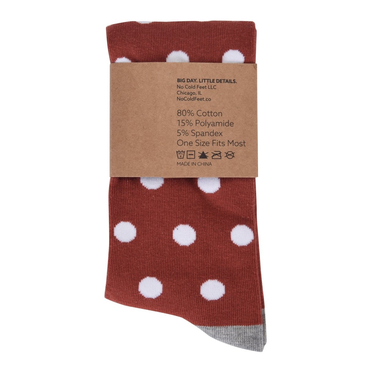 Burnt Orange White Polka Dot Socks Patterned Fun Fashionable Everyday Dress And Casual Wear Socks by No Cold Feet – Don't Panic Shoes
