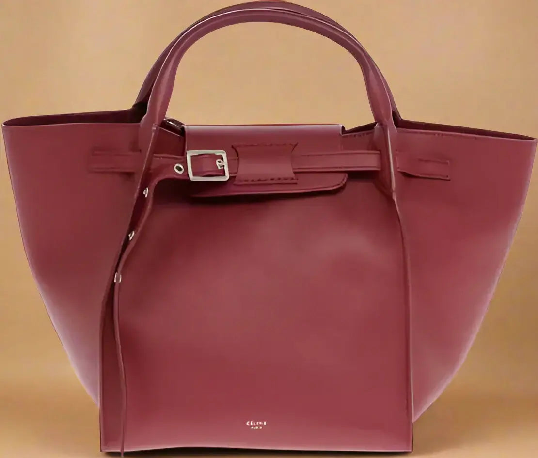 Celine Leather red Tote Bag with Removable Shoulder Strap