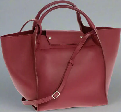 Celine Leather red Tote Bag with Removable Shoulder Strap
