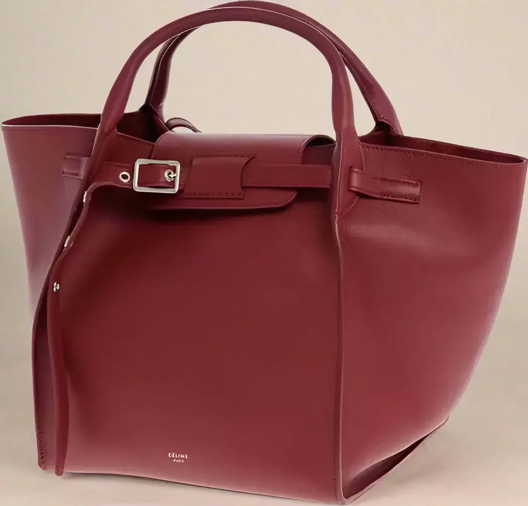 Celine Leather red Tote Bag with Removable Shoulder Strap