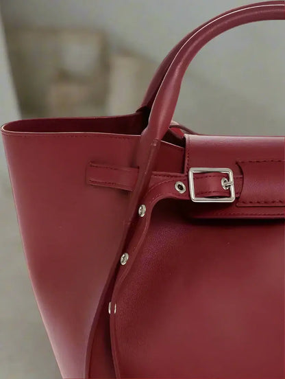 Celine Leather red Tote Bag with Removable Shoulder Strap