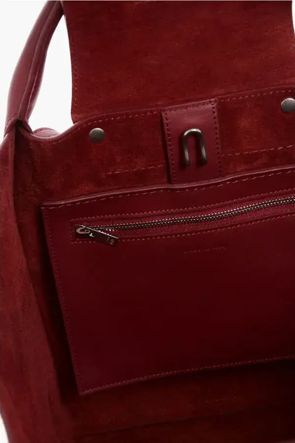 Celine Leather red Tote Bag with Removable Shoulder Strap