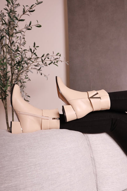 Cadence Booties Beige Shoes by Vaila Shoes – Don't Panic Shoes