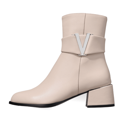 Cadence Booties Beige Shoes by Vaila Shoes – Don't Panic Shoes