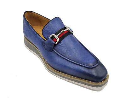 Calfskin Leather Slip On Horsebit Buckle Loafer Ks515 - 07r Shoes by Carrucci Shoes – Don't Panic Shoes