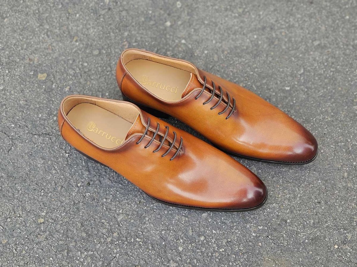 Calfskin Whole Cut Lace Up Oxford Leather Ks505 - 12 Shoes by Carrucci Shoes – Don't Panic Shoes
